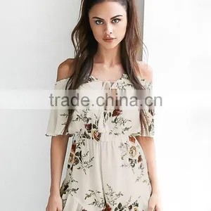 Drop Shipping Floral off Shoulder One Piece Adult Fashion Short Jumpsuit for Wholesale 2017 thumbnail-5