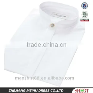 White Mandarin Collar Band Collar Mao Collar Tuxedo Shirt thumbnail-1