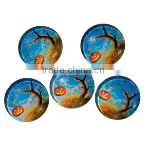 Glass Dome Seals Cabochons Round Flatback Multicolor Halloween Pumpkin Tree Pattern Transparent 20mm Dia thumbnail-1