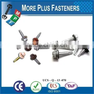 Taiwan #10-16 x 1" Hex Unslotted Hex Washer Head Epoxy #3 410 Stainless Steel Bonded Sealing Washer Self Drilling Screw thumbnail-1