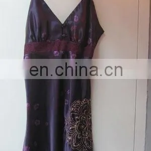 Lady's Sexy Satin Chemise With Emb.lace Women Lingerie thumbnail-1