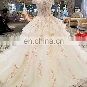 LS00293 off Shoulder Flower Afghan Wedding Dress Styles Lace up Mother of the Bride Beach Wedding Dress thumbnail-3