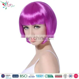 Styler Brand Women 10 Inch Bob Hair Wig Christmas Makeup Short Straight Purple Wig thumbnail-2