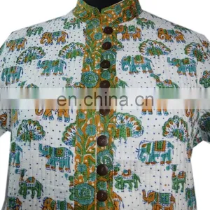 Designer Handmade Cotton Block Printed Reversible Jacket Blazer Formal Dress thumbnail-3