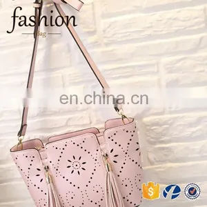 CR on Time Delivery Guaranteed Handbags Latest Model With Tassels Long Strap Shoulder Bag Beautiful Pink Color Hollow Bag thumbnail-3
