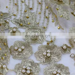 2016 China Suppliers Africanfrench Beaded Lace Fabric ,wholesale Tulle Beaded Lace Fabric ,beaded Lace ,tulle Lace for Wedding thumbnail-3