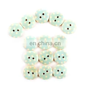 Mixed Multicolor 15mm 2 Holes Polka Dot Small Polka Dot Rustic Plaid Handmade Diy Accessories Small Wooden Buttons thumbnail-5