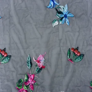 3d Ribbon Colour Lace Mesh Net Custom Embroidery Machine Fabric thumbnail-3