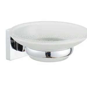 Wall Mounted Base Single Clear Frosted Glass Soap Box Dishes thumbnail-2