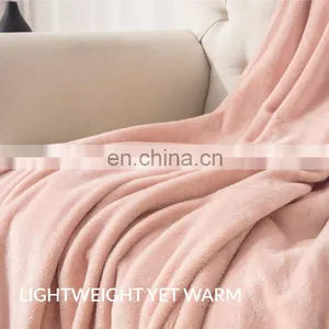 Drop Shipping 7 Days Convenient Delivery Plain Pink Travel Airplane Sofa Fleece Blanket With Samples thumbnail-4