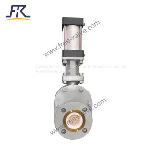 DN100 Pneumatic Resistant Ceramic Lined Double Disc Gate Valve For Dry Ash thumbnail-1