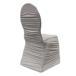 Ivory Premium Ruched Elastic Stretch Spandex Banquet Chair Cover for Wedding Party Dining Event Rest thumbnail-4