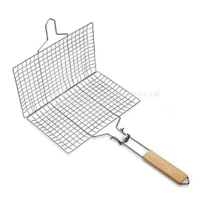 Wholesale BBQ Tool Set Barbecue Accessories Stainless Steel Removable BBQ Charcoal Grill Basket BBQ Vegetable Mesh thumbnail-2