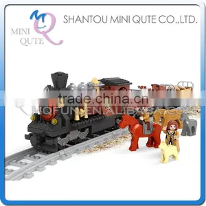 Mini Qute DIY Classical Train Rail Track Transport Vehicle Action Figure Plastic Building Block Model Educational Toy NO.25813 thumbnail-1
