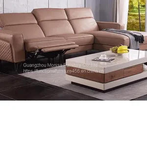 Italian Leather Sofa Space Capsule Electric Function Living Room Modern Minimalist Corner Combination Leather Sofa thumbnail-1