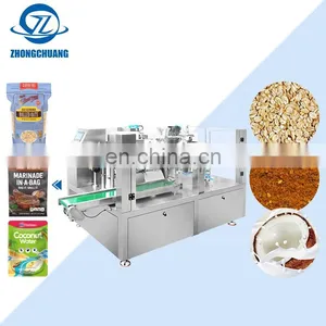 Automatic Weighing Grain Powder Filling Packaging Liquid Stand Up Bag Rotary Premade Pouch Packing Machine thumbnail-1