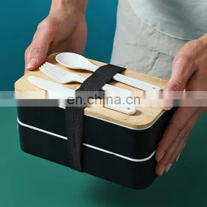 High Quality Plain Tiffin 2 Layer Stackable Lunch Box Containers Accessories Set With Removable Compartment Kind Pack for Kids thumbnail-2