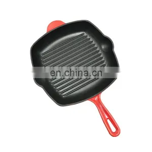 Customized Cast Iron Enamel Steak Skillet Grill Pan thumbnail-3