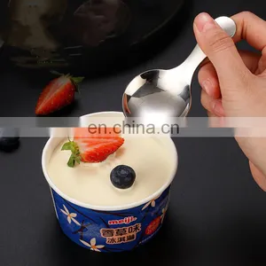 Stainless Steel Colorful Round Coffee Cake Spoon With Short Handle Mini Dessert Spoon Mirror Polished thumbnail-4