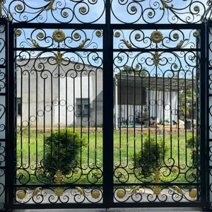 Ornate Decorative Wrought Iron Garden Fence | Elegant Metal Fencing for Luxury Homes thumbnail-3