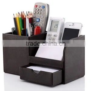 Pu Faux Leather Tidy Tray Pen Pot Desk Orgainser Hot Sell Brush Pot Multifunction PU Leather Pen Desk Organizer thumbnail-3
