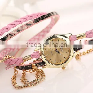 CARUDF Braided PU Leather Popular Woman Quartz Watch Women Dress Watches Relogio Feminino Fashion Bracelet Watch Montre Femme thumbnail-6