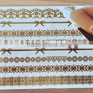 K Flash Tattoos Newest Temporary Gold Silver Tattoos 12 Designs 9*15 CM thumbnail-1
