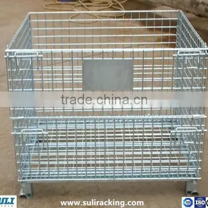 Wire Mesh Cage Foldable Wire Mesh Bulk Containers With Wheels thumbnail-1