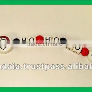 Christmas Beaded Keychain, Christmas Phrases on Products, Christmas Spirit Products, "Ho Ho Ho" Key Chain thumbnail-1