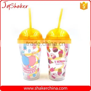450ML Plastic Cup With Straw,Double Wall Reusable Plastic Cup With Lid thumbnail-1