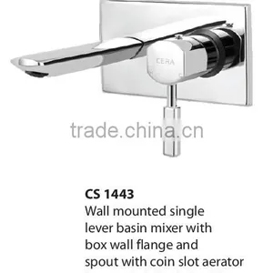 Wall Mounted Single Lever Basin Mixer With Box Wall Flange and Spout With Coin Slot Aerator (concealed Single Body) thumbnail-1