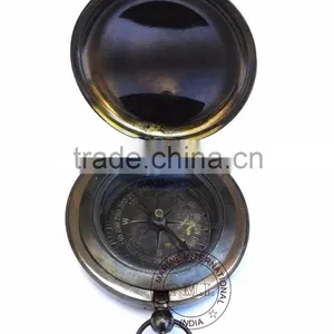 ANTIQUE DALVEY COMPASS 3" - PUSH BUTTON POCKET COMPASS - NAUTICAL BRASS ANTIQUE COMPASS thumbnail-3