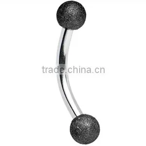 Sandblasted Curved Eyebrow Ring thumbnail-3