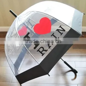 Wholesale Best Quality Love Sahpe Printed Transparent Umbrella China Supplier thumbnail-1