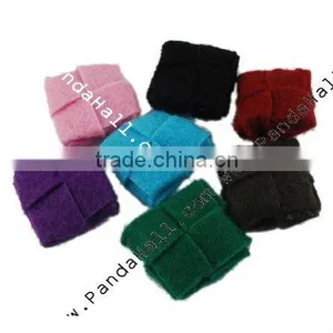 Handmade Woven Cloth Beads, Square, Multicolor, Size: About 29mm Long, 29mm Wide, 11mm Thick, Hole: 4mm(FIND-P001-M) thumbnail-1