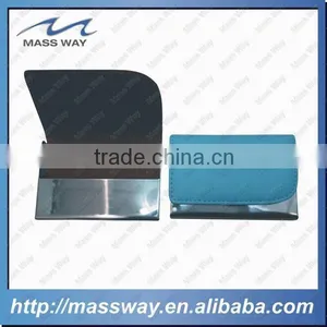 Fashion High Quality Business ID Metal Genuine Leather Business Card Holder thumbnail-2