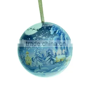 Beautiful Christmas Ball Shape Gift Tin Ball for Candy thumbnail-3