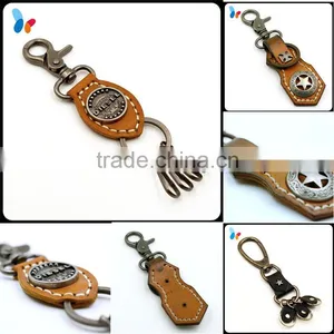 Custom 3D Logo Authentic Leather Key Chain With Snap Hook thumbnail-1