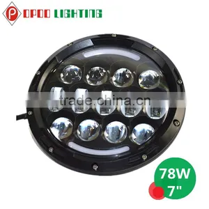 Top New 7" Round Jeep Headlight, 78W Hi/Low Jeep Headlight With H4 H13 Converter thumbnail-3
