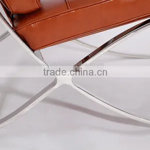 European Style Premium Aniline and Italian Leather Barcelona Lounge Chair thumbnail-5