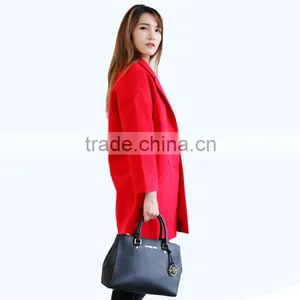 2015 Autumn Winter Woolen Garment Customized Woman's Wear Fashion Maxi Long Coats Wholesale Parkas Outwear Ankle Pocket thumbnail-3