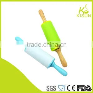 Wooden Handle Mini Size Baking Silicone Rolling Pin thumbnail-3