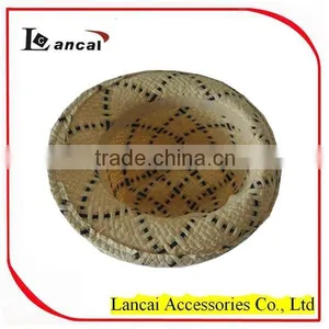 2016 Wholesale Natural and Black Straw Mens' Trilby thumbnail-4