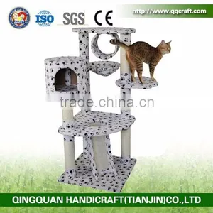 Paw Print Bungalow Cat Furniture Condo House Scratcher Multi Level Cat Activity Tree thumbnail-4