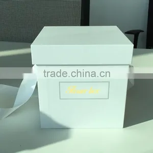 Hot Sale Storage Box of Waterproof Paper Round Flower Box With Lid Ribbon Handle thumbnail-4