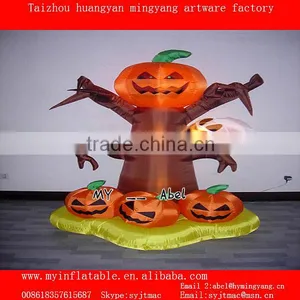8ft Inflatable Halloween Pumpkins and Ghost With Decorative Tree thumbnail-1