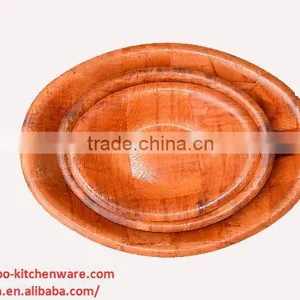 Red Shoe-Shaped Oval Unique Woven Wooden Salad Bowl thumbnail-1
