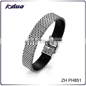 New Men's Personality Stainless Steel PU Leather Bracelet thumbnail-1
