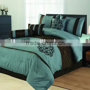7pc Faux Silk Embroidered Bedding Set thumbnail-1