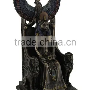 Handmade Painted Resin Sekhmet Sitting Egyptian Goddess for Sale thumbnail-1